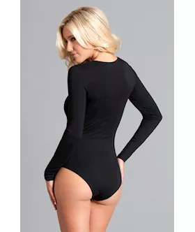 One Piece Long Sleeved Body Suit With Zig Zag Straps - 1x/2x