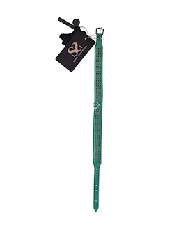Bound X Green Collar With Red Rhinestones