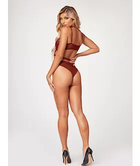 Midnight Love Vegan Leather Two Piece Teddy Set Stm-11524-wine-m