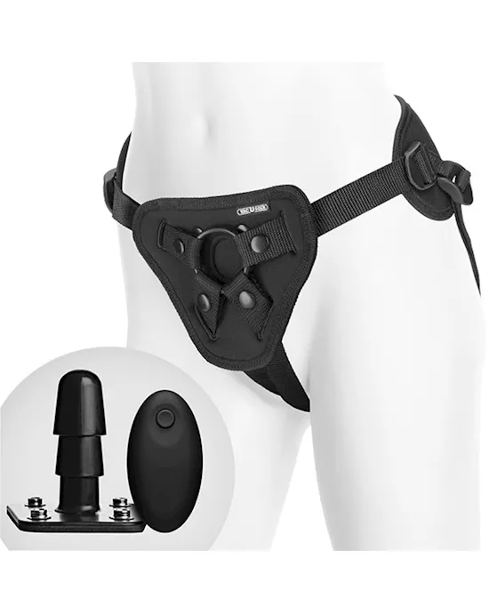 Vac-u-lock Remote Controlled Harness With Vibrating Plug 