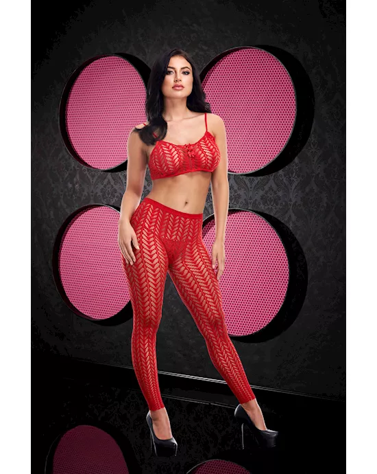 Jacquard Crop Top And Pants Set 