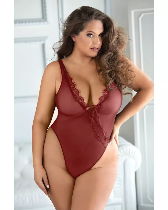 Allure Mesh And Eyelash Lace Teddy