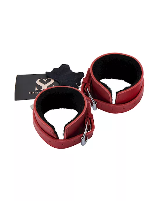 Bound X Textured Leather Wrist Cuff With Fur Lining
