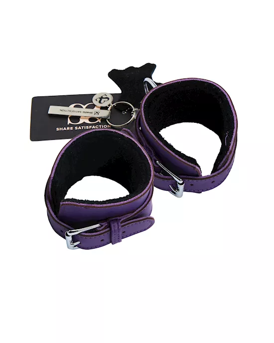 Bound X Textured Leather Wrist Cuff With Fur Lining