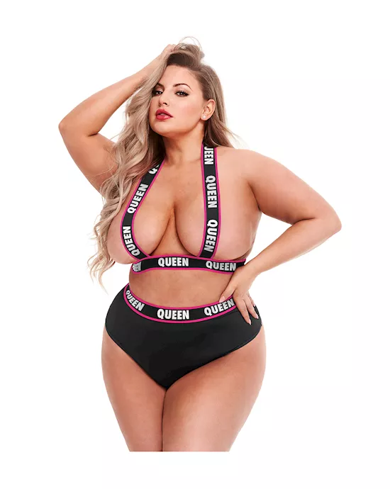 Queen Bee Logo Strap Bra And Panty Set