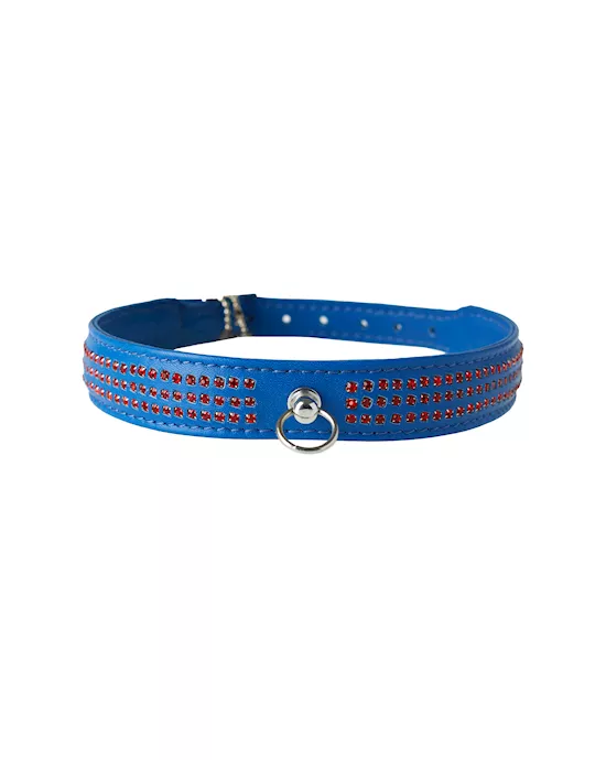 Bound X Blue Collar With Red Rhinestones