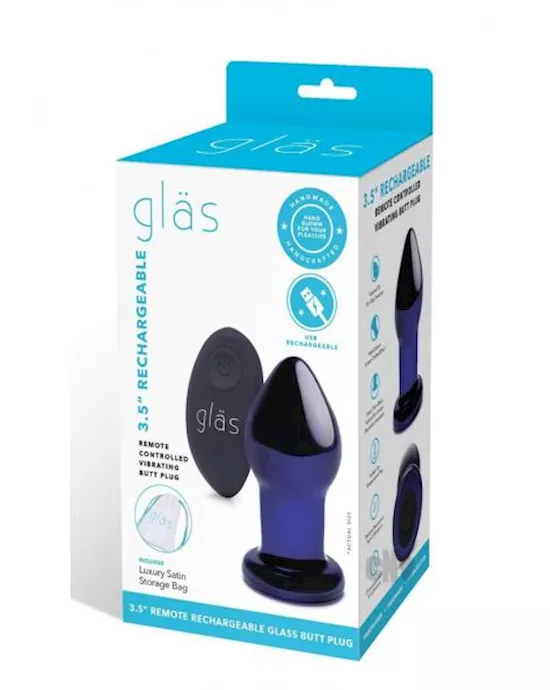 Recharge Remote Vibe Butt Plug 3.5 Blue