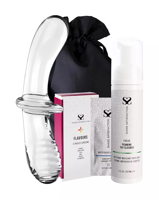 Free Satisfyer Double Crystal Glass Dildo - Essentials Bundle