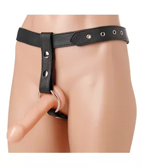 Slim Strap Leather Dildo Harness