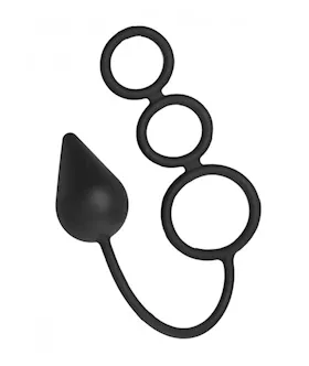 Triple Threat Silicone Tri Cock Ring with Anal Plug