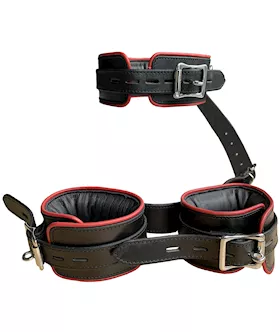 Bound X Wide Leather Cuff and Collar Set