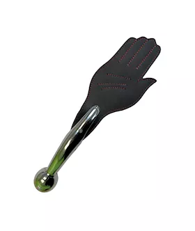 Bound X Leather Hand Paddle with Metal Ball Handle