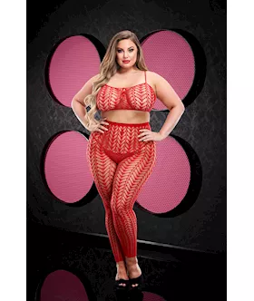 Jacquard Crop Top and Pant Set