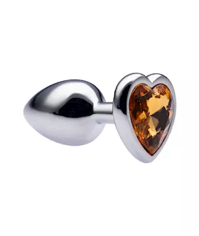 Kink Range Alloy Love Heart Gemmed Butt Plug  27 Inch
