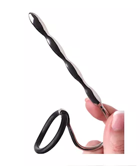 Kink Range Stainless Steel with Silicone Ring Beaded Penis Plug