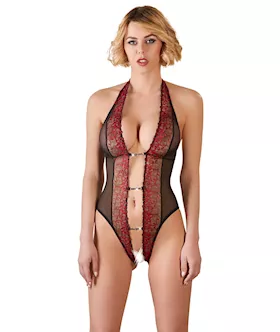 Crotchless Bodysuit with Rhinestones