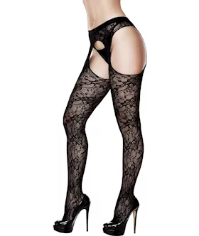 Crotchless Lace Suspender Hose