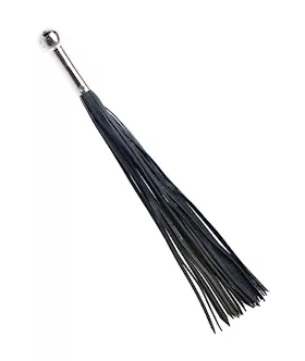 Bound X Textured Leather Flogger with Round Metal Handle