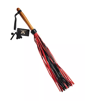 Bound X Calf Leather Flogger with Wooden Handle