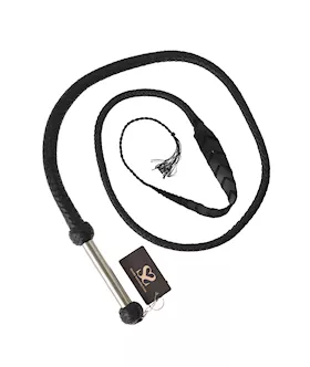 Bound X Heavy Leather Leaf Tip Whip with Metal Handle