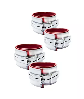 Bound X Leather Nurse Wrist and Ankle Cuff Set