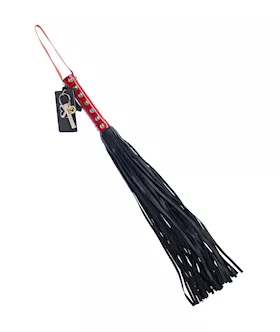 Bound X Leather Flogger with Patent Handle