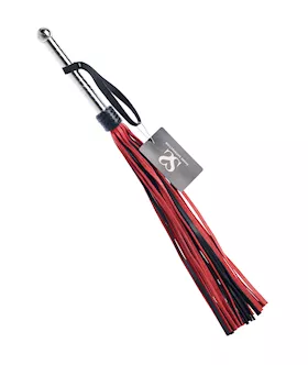 Bound X Leather Flogger with Spiral Metal Handle