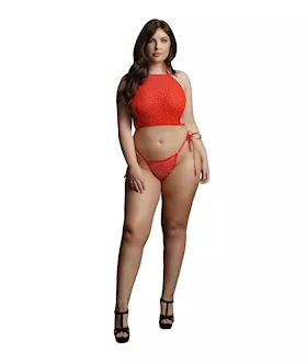 Festive Rhinestone Top And Thong