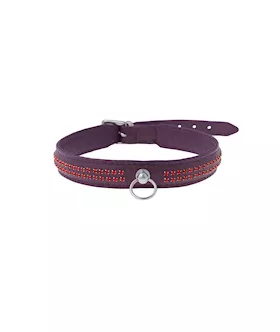 Bound X Purple Collar With Red Rhinestones  Two Rows