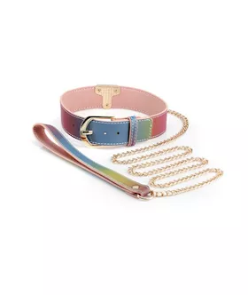 Spectra Bondage Collar and Leash Rainbow