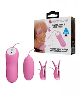 Pretty Love Electric Shock Vibro Nipple Clamps  Bullet