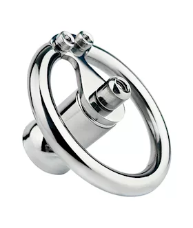 Teardrop Hex Locked Inverted Chastity Cage with Dildo Attachment