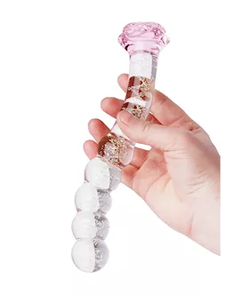Glow In The Dark Angled Beaded Rose Glass Massager