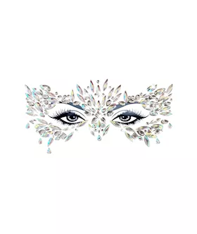 Chickadee Masquerade Clear Iridescent Crystal Jewel Face Sticker