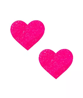 Super Sparkle Watermelly Pink Blacklight Glitter I Heart U Nipple Cover Pasties