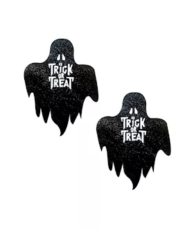 Freaking Awesome Glitter Blacklight Trick Or Treat Ghost Nipple Cover Pasties
