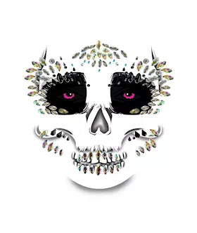 Skull Face Crystal Jewel Sparkle Face Sticker