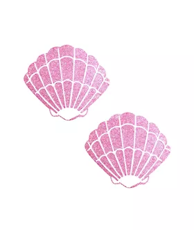 Sparkle Pony Pink Glitter Mermaid Shell Nipple Cover Pasties