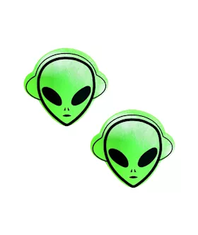 Apple Fruitella Neon Green Wet Vinyl Blacklight Space Alien Nipple Cover Pasties