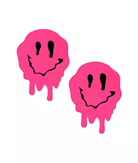 Strawberry Fruitella Neon Blacklight Pink Melty Face Nipple Cover Pasties