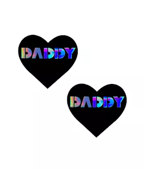 Daddy Dom Heart Holographic Nipple Cover Pasties