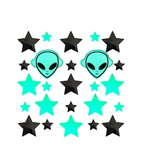 Glow In The Dark Alien  Dom Star Nipple Sticker Crop Top