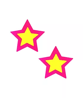 Double Starburst Neon Pink Power Blacklight Starry Nights Nipple Cover Pasties
