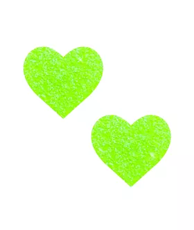 Super Sparkle Lemon Lime Blacklight Glitter I Heart U Nipple Cover Pasties