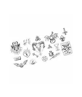 Fallen Angel Halloween Black Large Temporary Tattoo Pack