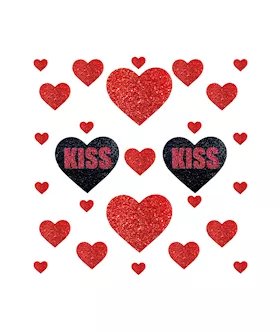 Kiss Ravish Me Red  Black Malice Glitter I Heart U Nipple Sticker Crop Top